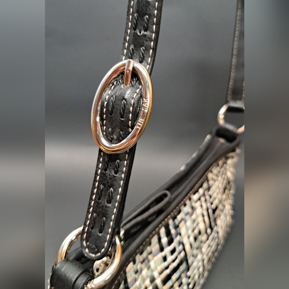 THE SAK Woven fabric and genuine leather small shoulder bag black white - Picture 4 of 12